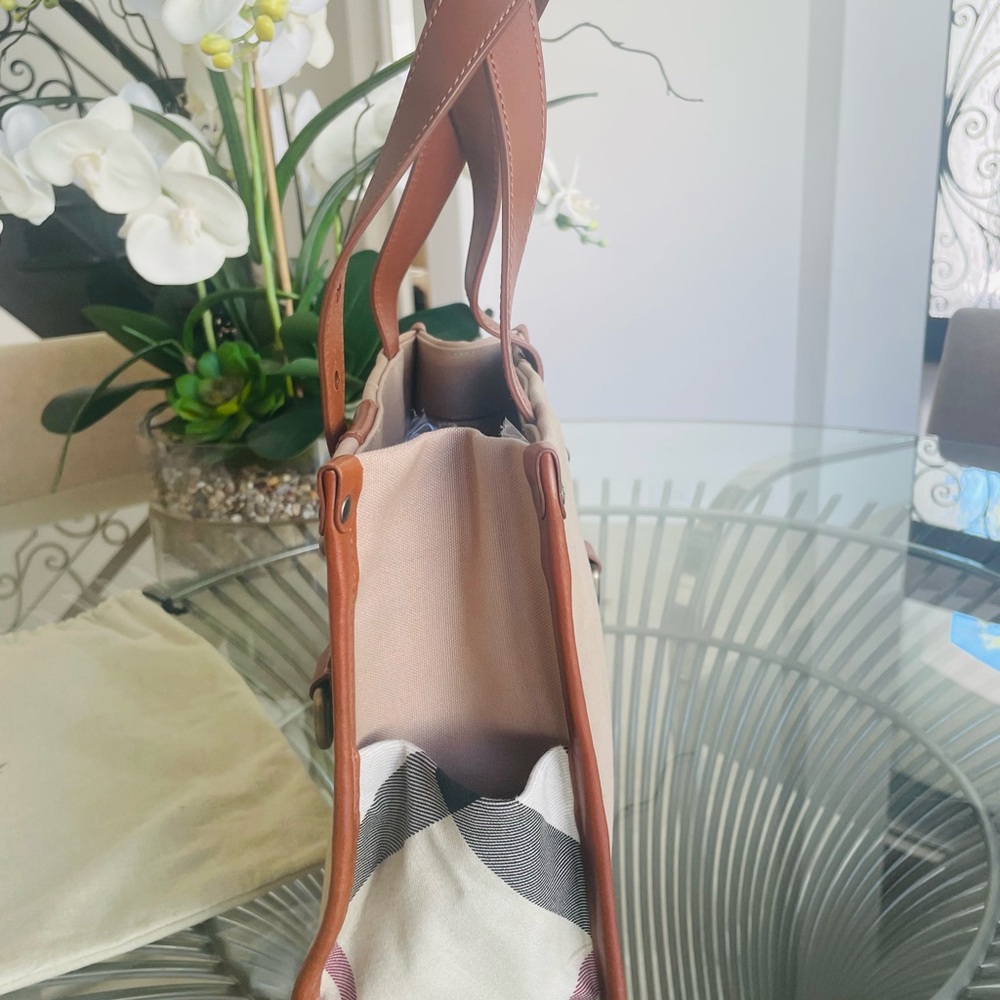 Burberry Nova Check Tan, Canvas and Leather Tote with Dust Cover. Authentic. - Picture 4 of 16